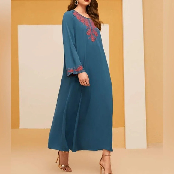 Embroidery Abaya Dress size L8/10 - Picture 6 of 11